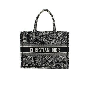 Christian Dior Women's Book Tote Black/White Top Handle Handbag